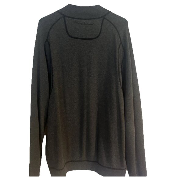 Tommy Bahama Mens 1/4 Zip Sweater Mens XXL ? Black Gray Reversible Heavyweight - Picture 3 of 11